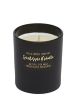 Load image into Gallery viewer, Christmas Spiced Apple &amp; Vanilla Soy Wax Candle in Black Glass Jar