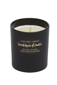 Christmas Spiced Apple & Vanilla Soy Wax Candle in Black Glass Jar