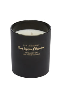 Black Raspberry & Peppercorn Soy Wax Candle in Black Glass Jar