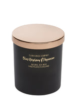 Load image into Gallery viewer, Black Raspberry &amp; Peppercorn Soy Wax Candle in Black Glass Jar with Rose Gold lid