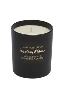Dark Honey & Tobacco Soy Wax Candle in Black Glass Jar