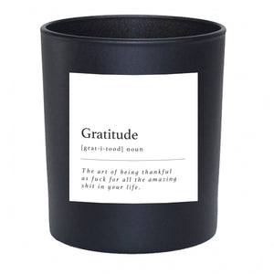 gratitude manifestation soy wax candle in black jar
