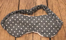 Load image into Gallery viewer, Lavender and flaxseed eyemask in grey with white spots 