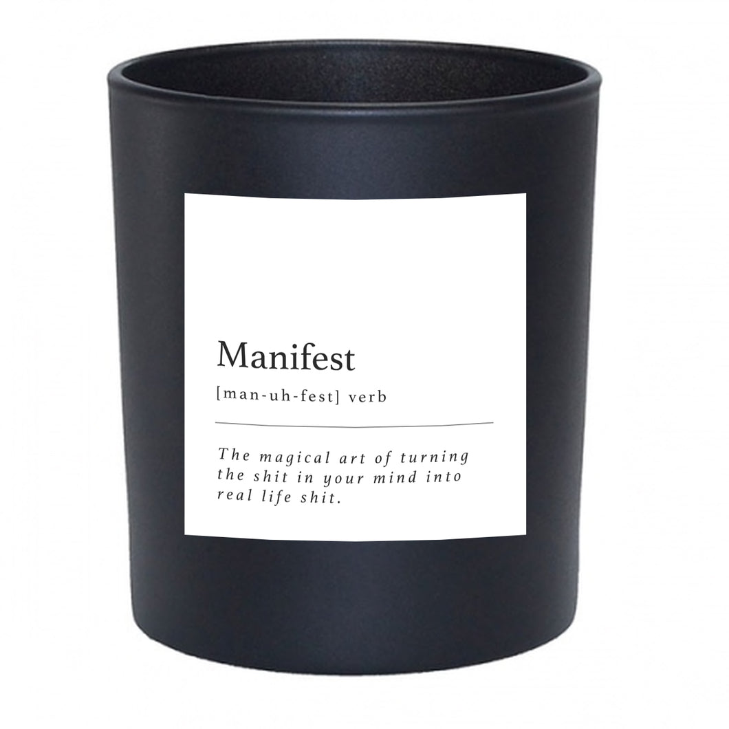 Manifest Manifestation soy wax candle in black jar