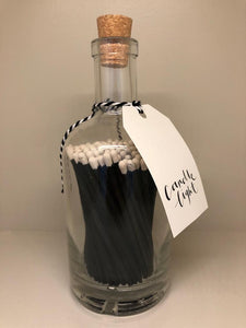 Deluxe Black Matches with White Heads in a Glass Jar